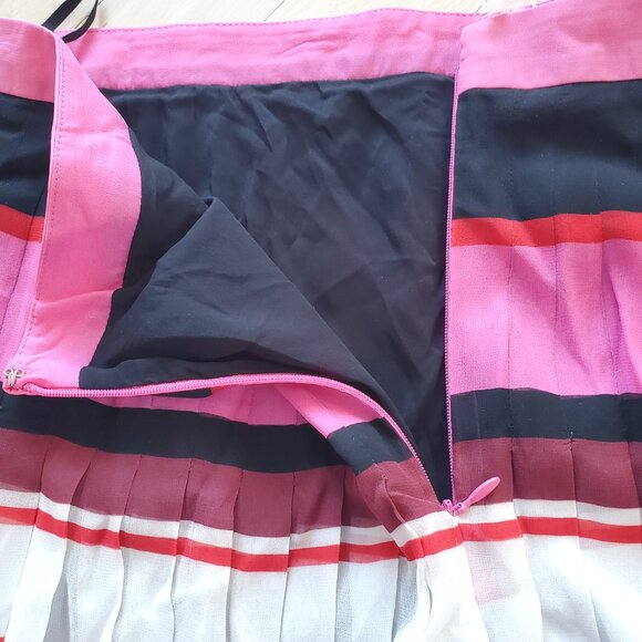 Valentino ! Pleated striped silk-georgette midi skirt (42) - Picture 13 of 15